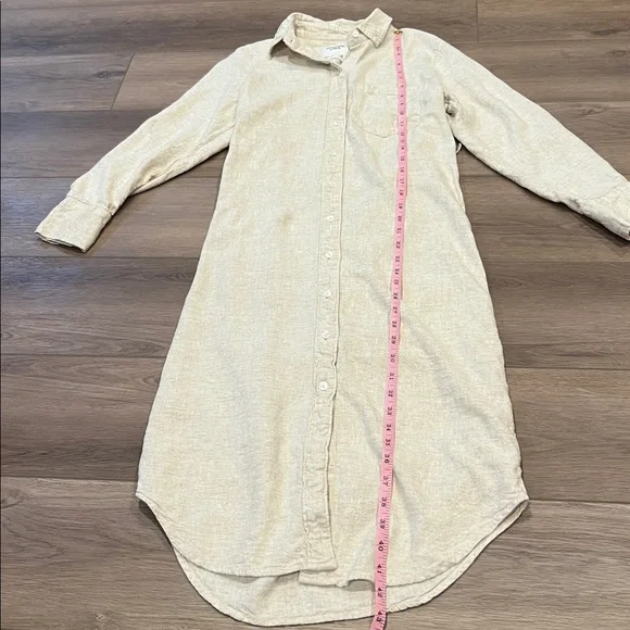 Abercrombie & Fitch Linen Blend Cream Long Sleeve Shirt Dress (Belt Missing) XS - Picture 3 of 12